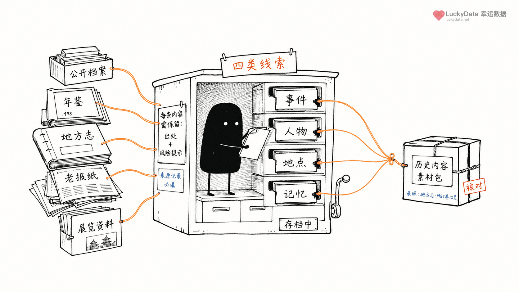 小黑用更丰富的画面整理「用公开档案做 20 个历史内容选题」这篇素材的公开信息线索
