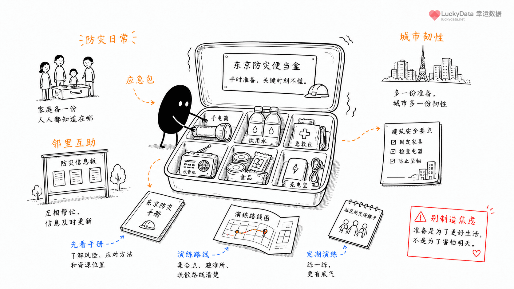 小黑用更丰富的画面整理「为什么东京的防灾内容，能做成日常生活选题？」这篇素材的公开信息线索